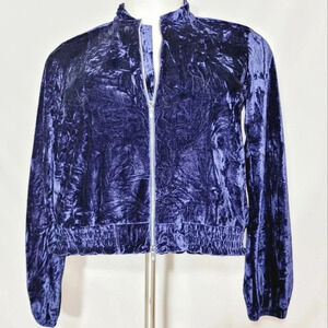 SMALL Josie Velvet‎ Crush Jacket Navy Blue NWT